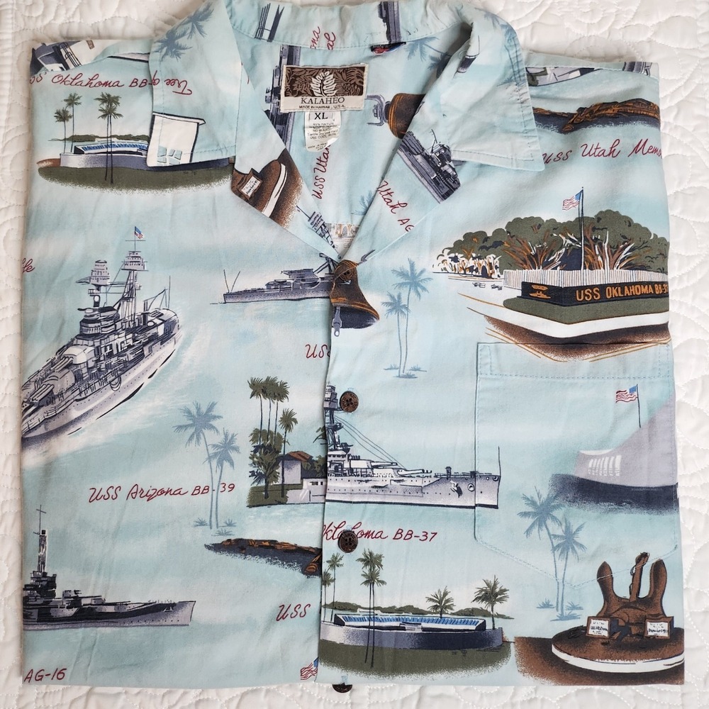 Kalaheo Made‎ in Hawaii Button up Pearl Harbor Shirt XL